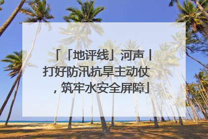 「地评线」河声丨打好防汛抗旱主动仗，筑牢水安全屏障