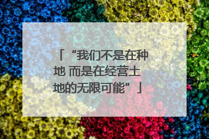 “我们不是在种地 而是在经营土地的无限可能”
