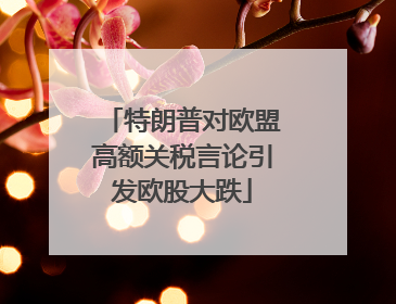 特朗普对欧盟高额关税言论引发欧股大跌
