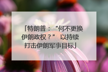 特朗普：“何不更换伊朗政权？” 以持续打击伊朗军事目标