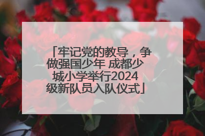 牢记党的教导，争做强国少年 成都少城小学举行2024级新队员入队仪式