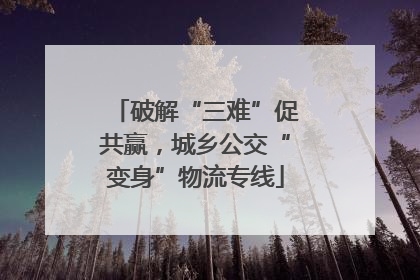 破解“三难”促共赢，城乡公交“变身”物流专线