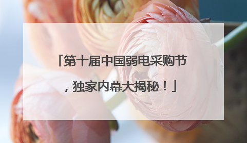 第十届中国弱电采购节，独家内幕大揭秘！