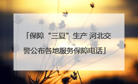 保障“三夏”生产 河北交警公布各地服务保障电话