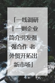 一线调研丨一则企业简介引发强强合作 老外贸开拓出新市场