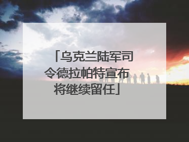 乌克兰陆军司令德拉帕特宣布将继续留任