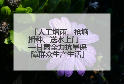 人工增雨、抢墒播种、送水上门——甘肃全力抗旱保障群众生产生活