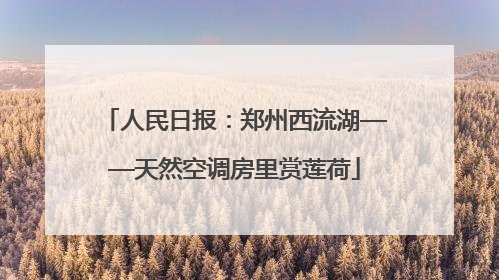 人民日报：郑州西流湖——天然空调房里赏莲荷