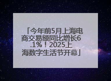 今年前5月上海电商交易额同比增长6.1%！2025上海数字生活节开幕
