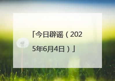 今日辟谣（2025年6月4日）