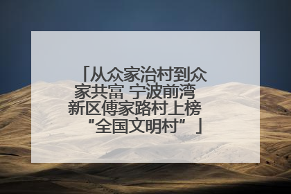 从众家治村到众家共富 宁波前湾新区傅家路村上榜“全国文明村”