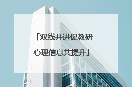 双线并进促教研 心理信息共提升