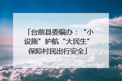 台前县委编办：“小设施”护航“大民生” 保障村民出行安全