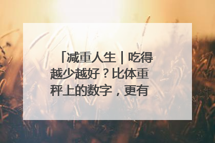 减重人生｜吃得越少越好？比体重秤上的数字，更有意义的是什么？
