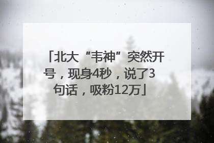 北大“韦神”突然开号，现身4秒，说了3句话，吸粉12万