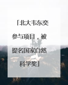 北大韦东奕参与项目，被提名国家自然科学奖