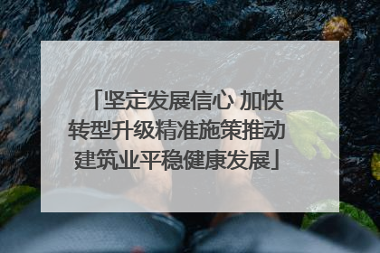 坚定发展信心 加快转型升级精准施策推动建筑业平稳健康发展