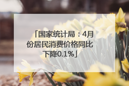 国家统计局：4月份居民消费价格同比下降0.1%