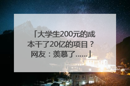 大学生200元的成本干了20亿的项目？网友：羡慕了……