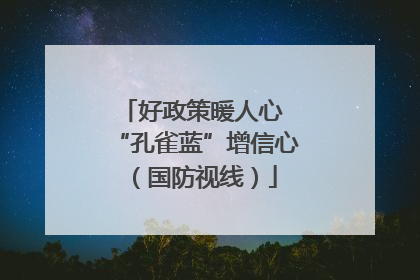 好政策暖人心 “孔雀蓝”增信心（国防视线）