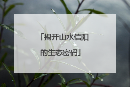 揭开山水信阳的生态密码