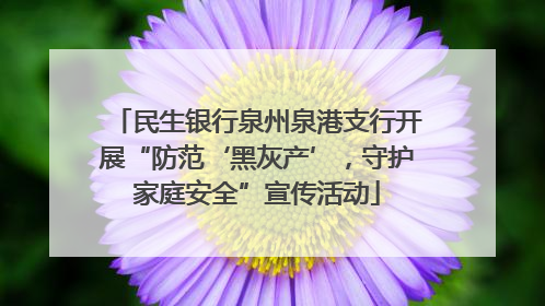 民生银行泉州泉港支行开展“防范‘黑灰产’，守护家庭安全”宣传活动
