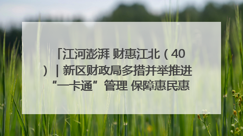江河澎湃 财惠江北（40）｜新区财政局多措并举推进“一卡通”管理 保障惠民惠农补贴精准高效发放
