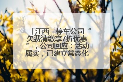 江西一停车公司“欠费清缴享7折优惠”，公司回应：活动属实，已建立常态化诉讼追缴机制