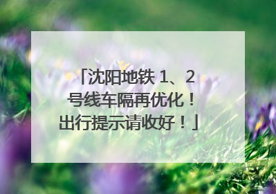 沈阳地铁 1、2 号线车隔再优化！出行提示请收好！