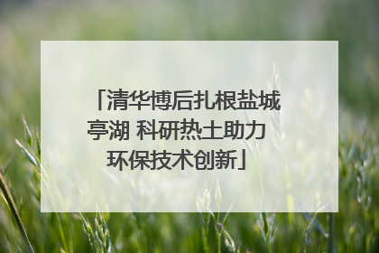 清华博后扎根盐城亭湖 科研热土助力环保技术创新
