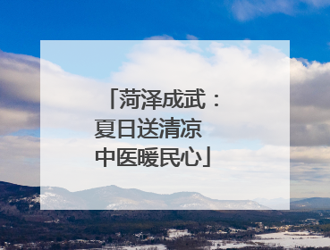 菏泽成武：夏日送清凉 中医暖民心