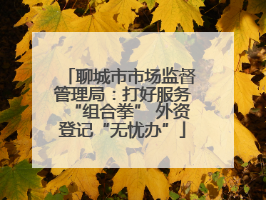 聊城市市场监督管理局：打好服务“组合拳” 外资登记“无忧办”