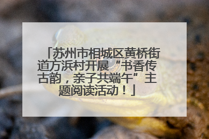 苏州市相城区黄桥街道方浜村开展“书香传古韵，亲子共端午”主题阅读活动！