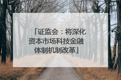 证监会：将深化资本市场科技金融体制机制改革