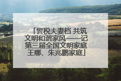 警税夫妻档 共筑文明和谐家风——记第三届全国文明家庭王娜、朱兆鹏家庭