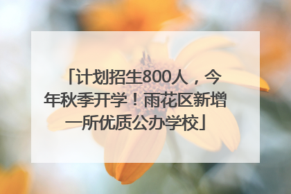 计划招生800人，今年秋季开学！雨花区新增一所优质公办学校