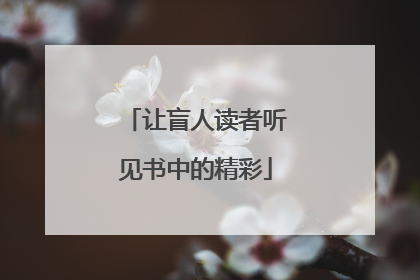 让盲人读者听见书中的精彩