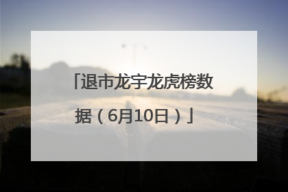 退市龙宇龙虎榜数据（6月10日）
