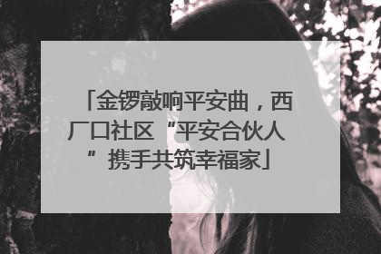金锣敲响平安曲，西厂口社区“平安合伙人”携手共筑幸福家