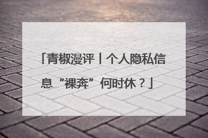 青椒漫评丨个人隐私信息“裸奔”何时休？