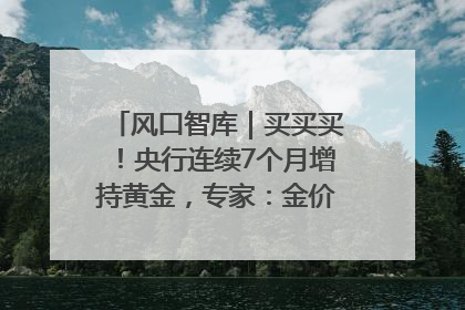 风口智库｜买买买！央行连续7个月增持黄金，专家：金价或仍易涨难跌