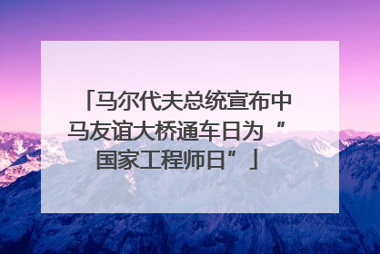 马尔代夫总统宣布中马友谊大桥通车日为“国家工程师日”