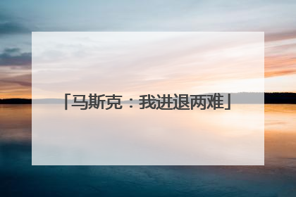 马斯克：我进退两难