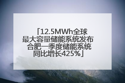 12.5MWh全球最大容量储能系统发布 合肥一季度储能系统同比增长425%