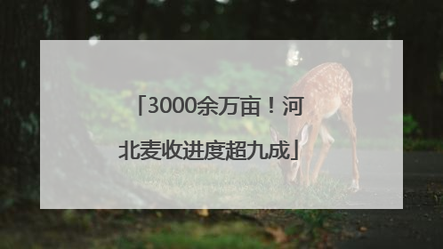 3000余万亩！河北麦收进度超九成